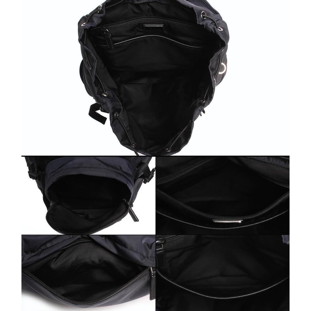 Prada Backpack Silver Triangle Logo Nylon Saffian… - image 3